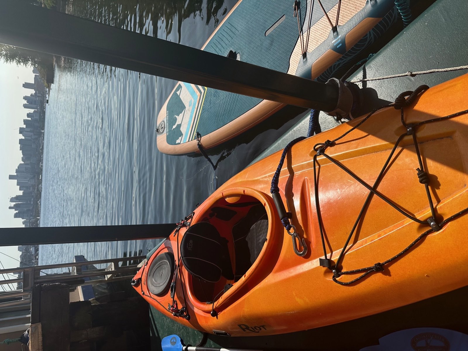 Kayaks and paddle board